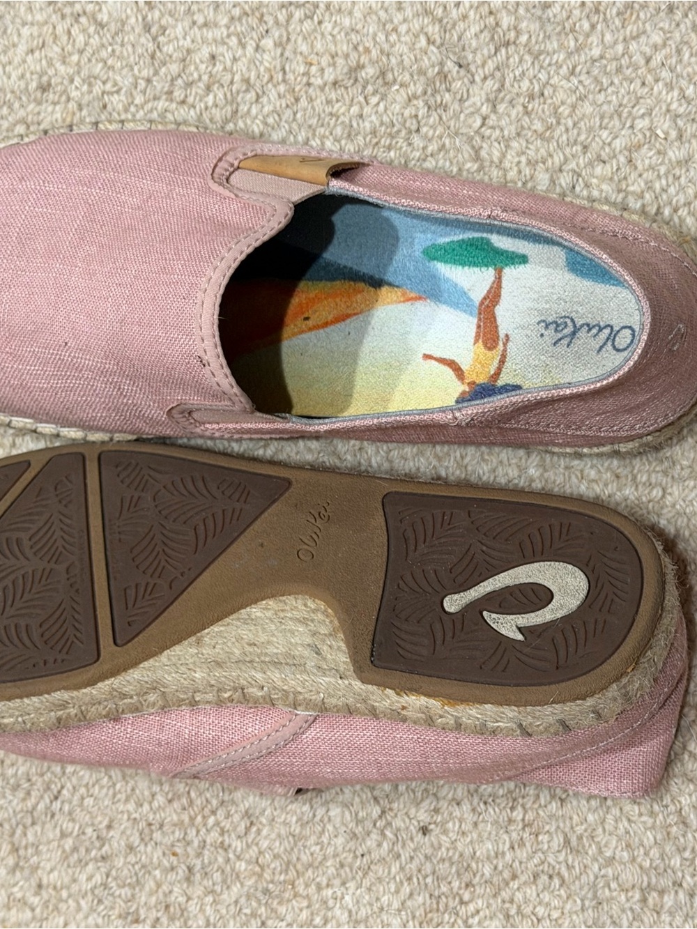OluKai Pink Canvas Slip-On Espadrille